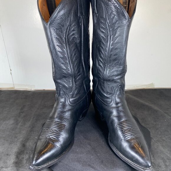 Women's  7.5 Vintage Tony Lama Black Western Cowboy Boot, Western Style Design - Picture 5 of 11